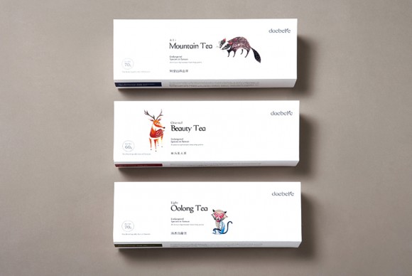 упаковка чая с иллюстрациями животных