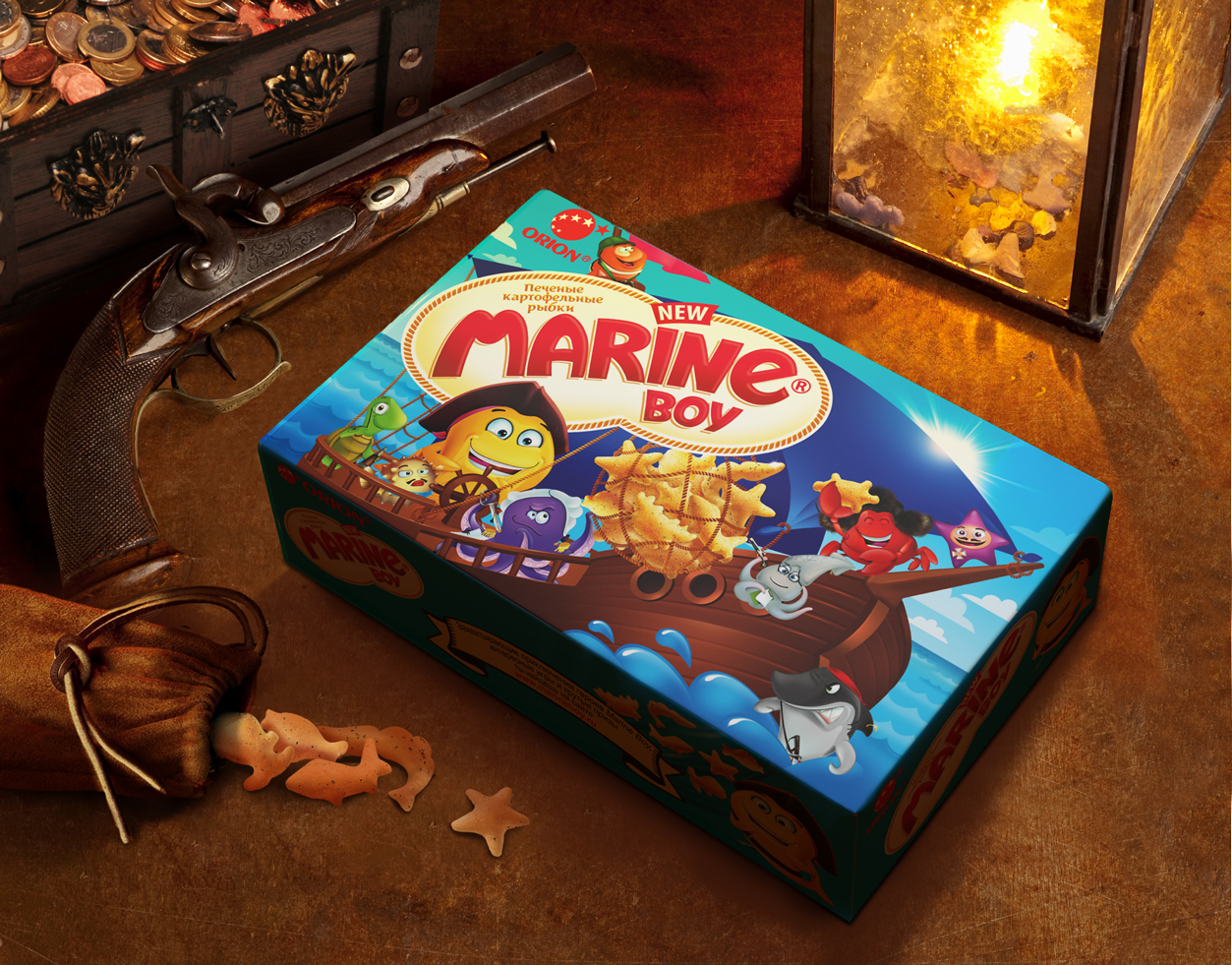 упаковка печенья Marine boy  с детской игрой