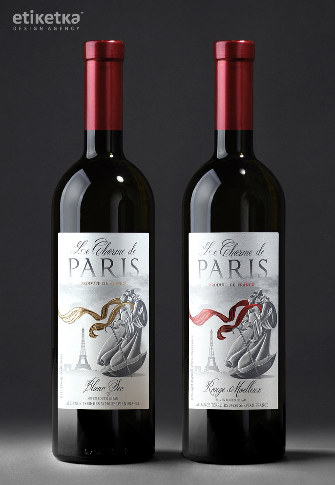 Упаковка вина Le charme de Paris – дизайн-агентство Etiketka