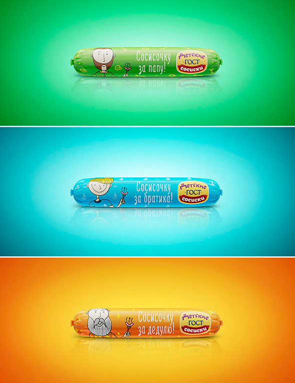 Дизайн упаковки сосисок для детей